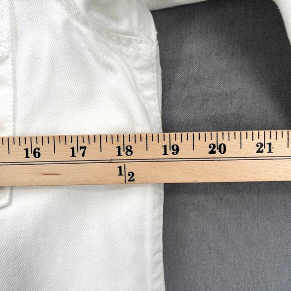 PISTOLA Denim Cut Off Crop Shirt Jacket Womens XS White Distressed Button Front - Picture 14 of 15